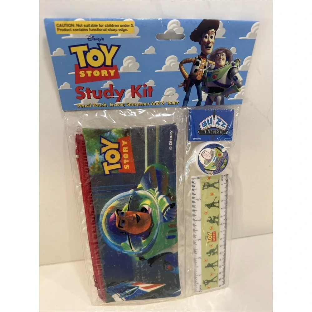 Toy Story Set Of 3 Pencil Pouch Study Kits Woody Buzz Alien New (D)
